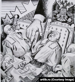 Картина "Басманный суд". Бумага, тушь, кисть, перо. Год создания — 2004.