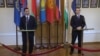 Вице-спикер парламента Армении Эдуард Шармазанов и спикер Госдумы РФ Сергей Нарышкин выступают с заявлениями для прессы, Ереван, 11 марта 2016 г․ 