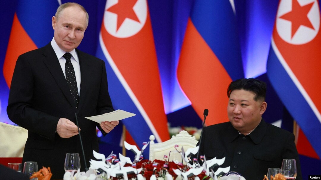 Рускиот претседател Владимир Путин и севренокорејскиот лидер Ким Џонг Ун
