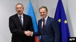 Ադրբեջանի նախագահ Իլհամ Ալիևն ու Եվրոպական խորհրդի նախագահ Դոնալդ Տուսկը: Բրյուսել, 6-ը փետրվարի, 2017 թ․