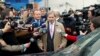 Архивска фотографија-еврокомесарот Јоханес Хан дава изјава при предавање на донација во МВР, Скопје,10.02.2017